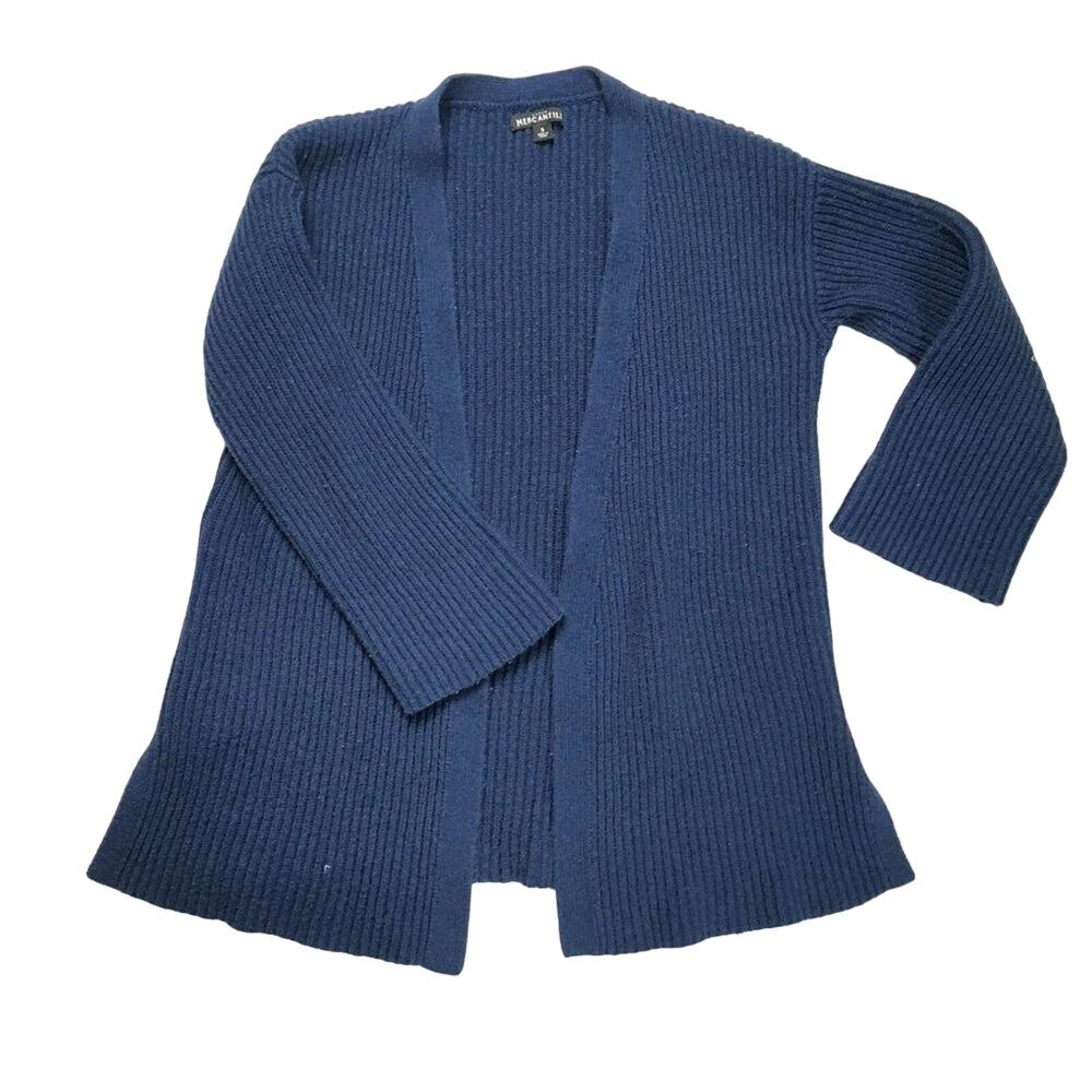 J. Crew Mercantile Sweater Open Front Cardigan Ribbed Knit Blue Women's S Cotton
